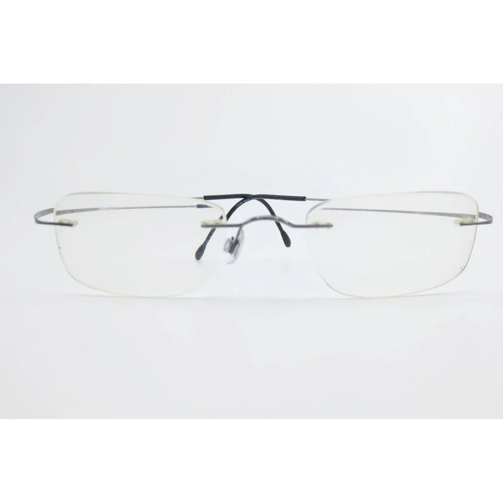 Titan Rimless Eyeglasses Silver Tone Metal Frames Rectangle Demo Lenses 40448